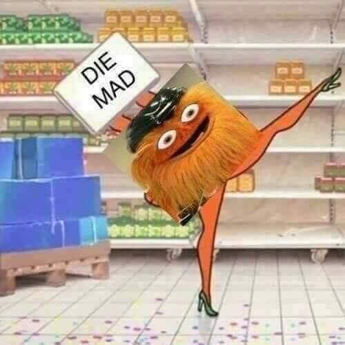The meme features a photo of a character from the Muppets, Fozzie Bear, in a provocative pose. The image is captioned "DIE MAD" and "I'M MAD" in a playful, sarcastic tone, implying that the character is angry or upset about something.